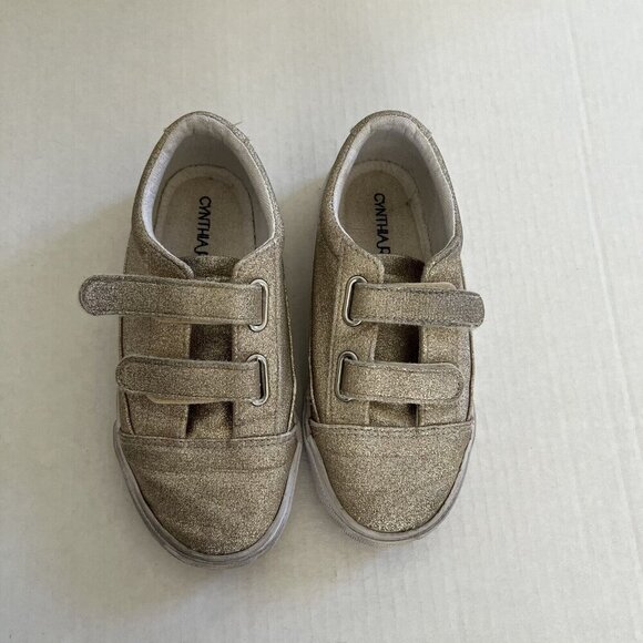 CYNTHIA ROWLEY Hoop And Loop  gold glittery sneakers Sz 12 - Picture 6 of 10